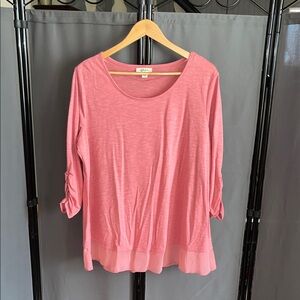 Style & Co. Pink Blouse with Rolled Sleeves